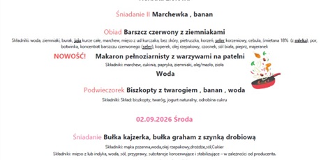 Powiększ grafikę: Jadłospis 1-4 września 2026