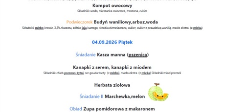 Powiększ grafikę: Jadłospis 1-4 września 2026