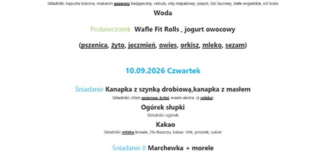 Powiększ grafikę: Jadłospis 7-11 września 2026