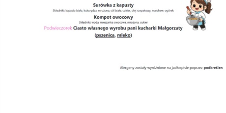 Powiększ grafikę: Jadłospis 7-11 września 2026